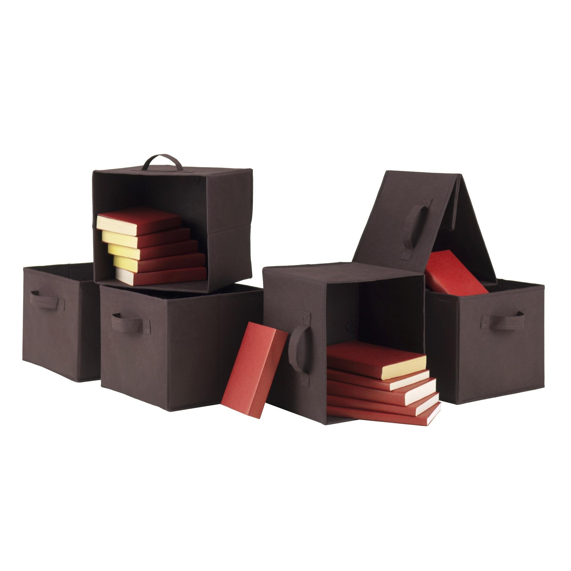 Winsome Wood Capri Set of Foldable Chocolate Fabric Baskets Set of 4